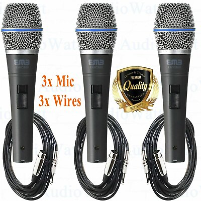 #ad 3X Professional Wired Dynamic Vocal Studio Microphone HandHeld Mic with XLR 3Pin