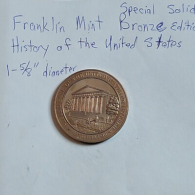 #ad Franklin Mint US History Bronze Medal SECOND BANK UNITED STATES CHARTERED 1816