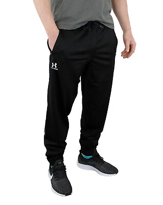 #ad NEW Under Armour Men#x27;s Tricot Joggers Loose Fit Tapered Leg Sweatpants Black