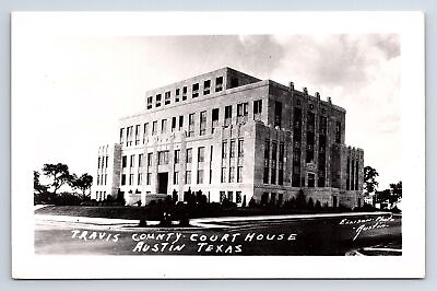 #ad Postcard RPPC Travis County Court House Austin Texas