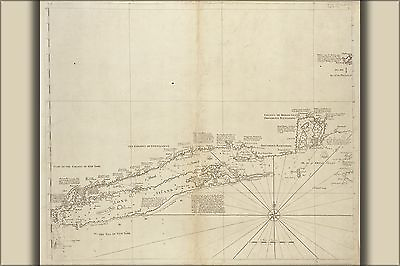 #ad Poster Many Sizes; Coastal Map Of Rhode Island amp; Long Island 1734