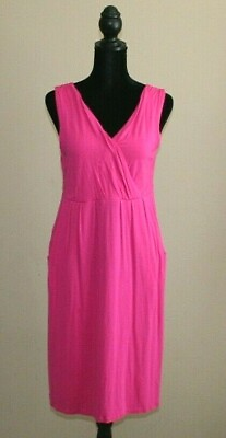 #ad Garnet Hill Knit Dress Size Small Sleeve Sleeveless V Neck Womens Surplice Pink