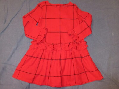 #ad NEW NWT Girls Dress by GYMBOREE Sz 5 Red w Black PLAID Pattern Ruffle