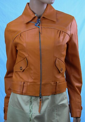 Authentic Society Team Women#x27;s Leather jacket US size 6 . Made in Italy $190.00