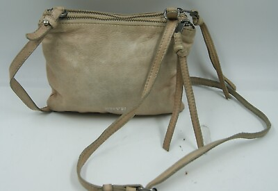 #ad Frye and Co. Women#x27;s Handbag Beige Pebbled Leather Inner Pockets Crossbody Bag