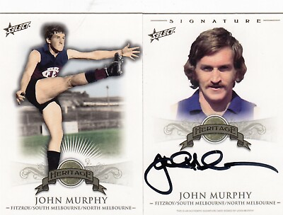 #ad 2011 Select AFL HERITAGE CARD SIGNED UNSIGNED PAIR H4 JOHN MURPHY #63