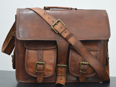 S TO XXL Vintage Leather Messenger for Women amp; men shoulder bag Laptop BRIEFCASE $56.52