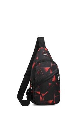 #ad Nylon Sling Bag Backpack Crossbody Shoulder Chest Cycle Black RED Daily Travel