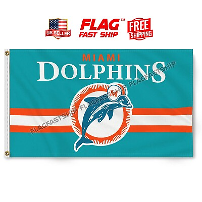 #ad Miami Dolphins 3X5 FT Retro Flag Banner USA Man Cave FREE Shipping
