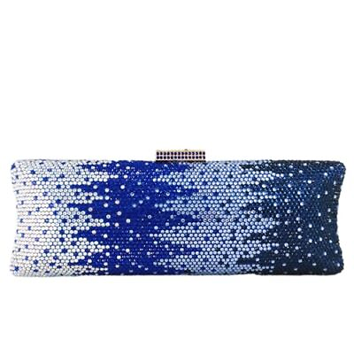 #ad Dazzling Long Rhinestone Evening Bags and Clutches for Women Blue Gradient