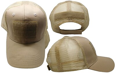 #ad Khaki Desert Mesh Operator Operators Tactical Cap Hat Patch adjustable strap