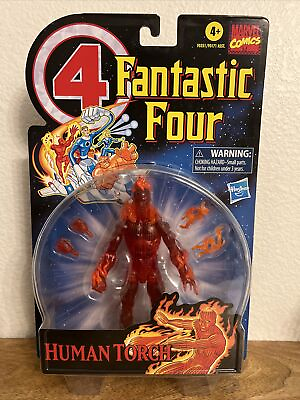 #ad HUMAN TORCH FANTASTIC FOUR 4 6” ACTION FIGURE MARVEL LEGEND SERIES RETRO TOY
