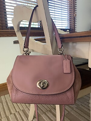 #ad COACH Faye leather suede carryall purse Handbag F22348 dusty rose pink