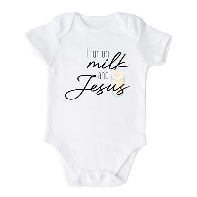 #ad I Run On Milk and Jesus Baby Onesie® Cute Religious Baby Outfit for Baptism