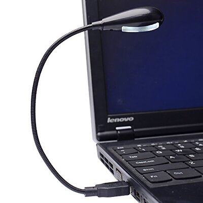 #ad Bright LED USB Lamp Light Reading Lamp for Laptop Flexible Neck Black