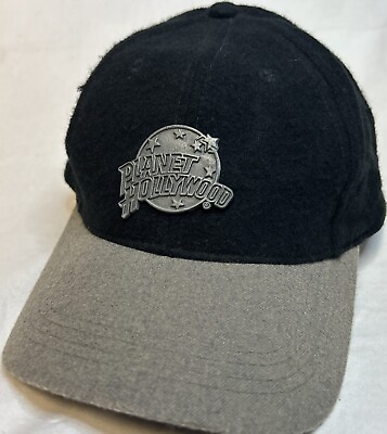 #ad Vintage 1995 Planet Hollywood St Louis Black Wool Blend Strapback Cap Dad Hat