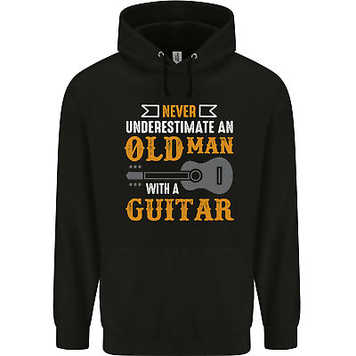 #ad Guitar Never Underestimate Old Man Mens 80% Cotton Hoodie