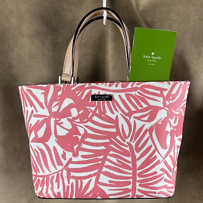 #ad NEW Kate Spade Jules Grant Street Juno Bag Satchel Mini Tote Palms Pink Tropical