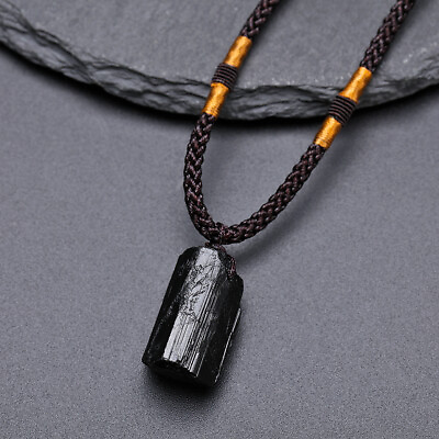 #ad Black Tourmaline Pendant Natural Crystal Necklace Reiki Energy Raw Chakra Stone