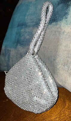 #ad Silver triangle bling rhinestone clutch purse for evening wedding