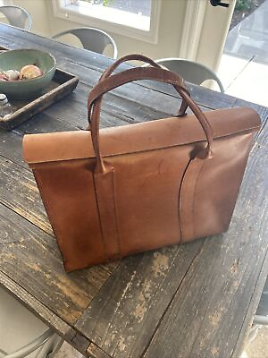 #ad Vintage Leather bag briefcase messenger Brown Amazing Patina