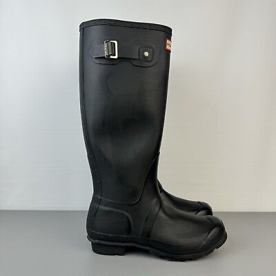 #ad Hunter Womens Original Tall Boots Waterproof Rain Snow Buckle Black Matte Size 7