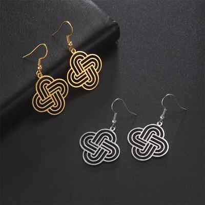#ad Vintage Solomon Knot Celtics Drop Earrings for Women Stainless Steel Celtic Knot