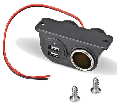 #ad 12V Car Cigarette Lighter Socket Splitter Dual USB Charger Power Adapter Outlet