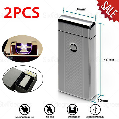 #ad 2PCS Windproof Electric Usb Lighter Rechargeable Double Arc Flameless Plasma