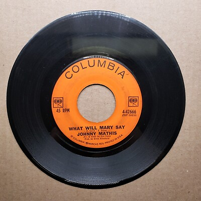 #ad Johnny Mathis Quiet Girl; What Will Mary Say Vinyl 45 RPM