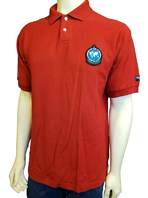 #ad Chaps Ralph Lauren Vtg Goodwill Games New York Patch 98 Red SS Polo Shirt Mens L