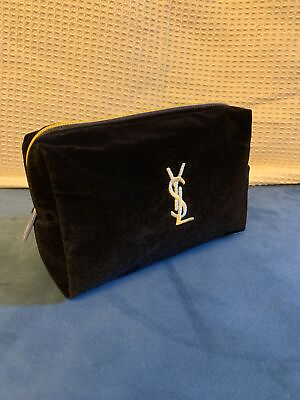 #ad COSMETIC BAG BLACK WITH GOLD COLOR LOGO YSL MAKEUP BAG GIFT