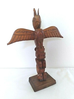 #ad Museum Quality Tlingit Transformative Wood Totem Pole 13quot; Signed WM Dennis