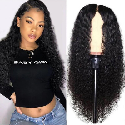 #ad Curly Hair Front Wig Womens Brazilian Human 25quot; Long Curly Lace Wavy Hair Wigs