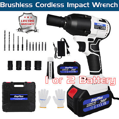 #ad NEW 420NM 1 2quot; 21V Brushless Cordless Impact Wrench with Battery ChargerCase