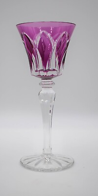 #ad Saint Louis Crystal Camargue Pattern Hock Wine Glass Purple Cut to Clear