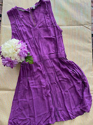 Converse One Star Women’s Purple Dress Elastic Waistband Ruffle V neck Sz L