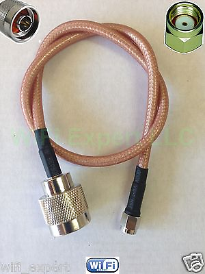 #ad 6quot; RG400 M17 128 RP SMA Male to N Male Silver coated RF WiFi US