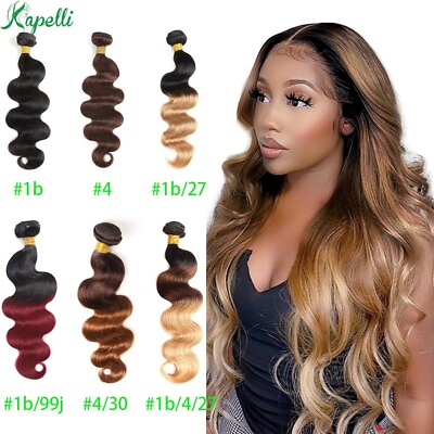#ad Colored Body Wave Human Hair Bundles Brazilian Virgin Hair Extensions Weft Remy
