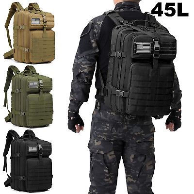 #ad 45L Military Tactical Backpack Daypack Waterproof Bag for Hiking Camping Travel