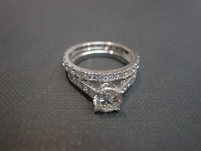 #ad 1.45 Ct Natural Round Cut Diamond Engagement Band Set Solid 950 Platinum Size 4