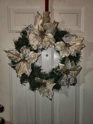 #ad Gold And White Floral Wreath