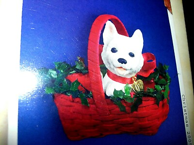 #ad HALLMARK 2005 Christmas Ornament PUPPY LOVE #15 Series WESTIE DOG IN BASKET New