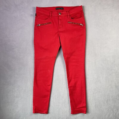 #ad Rock amp; Republic Jeans Women#x27;s 12 32x28 Red Denim Skull Skinny Zip Pockets Pants