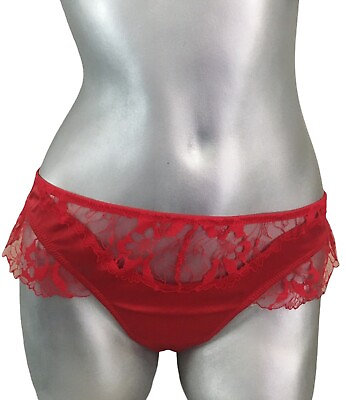 #ad Victorias Secret Luxe Lingerie Embroidered Thong Panty Lipstick Red XL Nwt