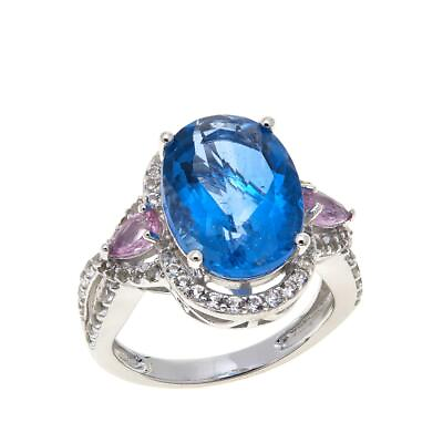 #ad Colleen Lopez 6.79Ct Fluorite Pink Sapphire amp; Topaz Sterling Ring Size 6 Hsn
