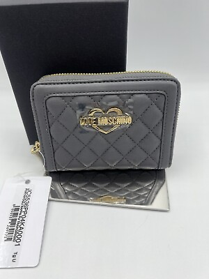 #ad NWT Love MOSCHINO Grey QUILTED Clutch Wallet Borsa NEW COLLECTION Christmas Gift