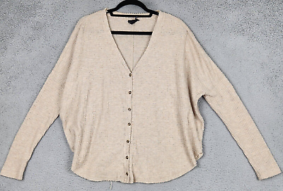 #ad OUT FROM UNDER Sweater Womens Medium Beige Button Front Cardigan V Neck Oversize