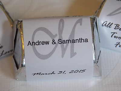 #ad 60 Personalized Monogram Wedding Shower Hershey Nugget Labels Party Favors
