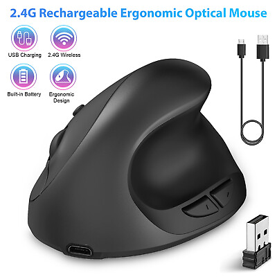 #ad Ergonomic Mouse Optical Vertical Mouse 6 Keys USB Wireless 2.4GHz 2400DPI for PC
